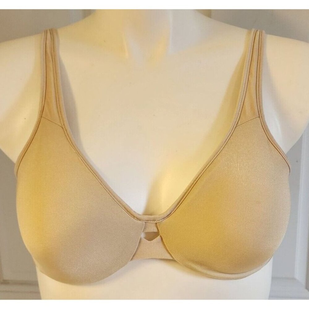 Lilyette Smooth Minimizer Underwire Bra Keyhole Detail Beige Style 0904 Size 34C